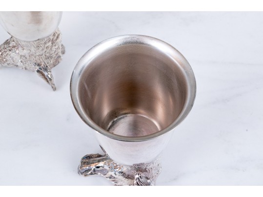 Three Italian Silver-plated Stirrup Cups, Incuding Fox, Boar & Horse 