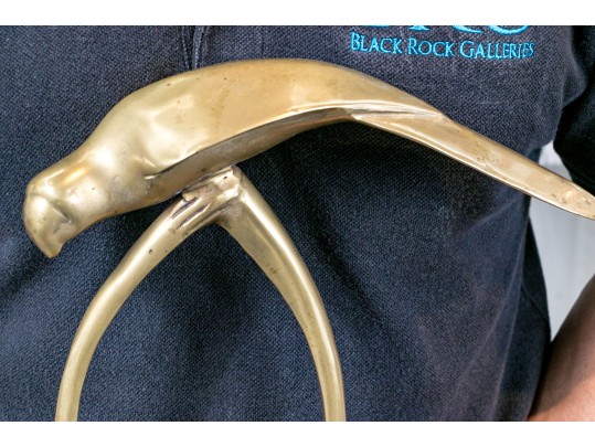 Tasteful Brass Bird On Perch Sculpture