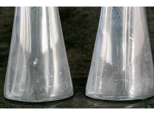 Austere Modern Pair Of Nambe 596 Aluminum Candlesticks