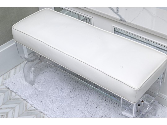 Modernist Waterproof H Studio Vinyl And Lucite Bench