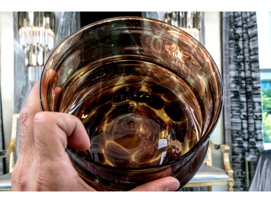 Brass And Faux Tortoise Shell Glass Box With Elephant Head Handle