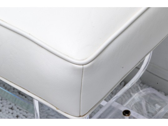 Modernist Waterproof H Studio Vinyl And Lucite Bench