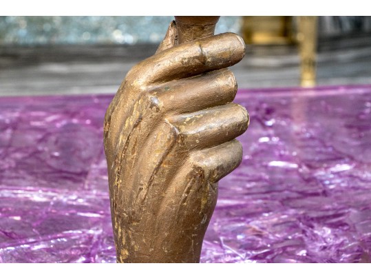 Carved Gilt Finished Lady Liberty Hand On Base