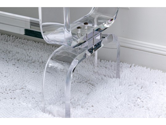 Modernist Waterproof H Studio Vinyl And Lucite Bench