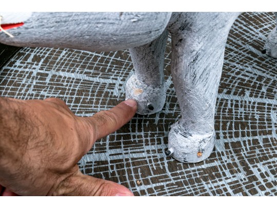 Artisanal, Signed Folk Art Carved And Painted Wood Raccoon