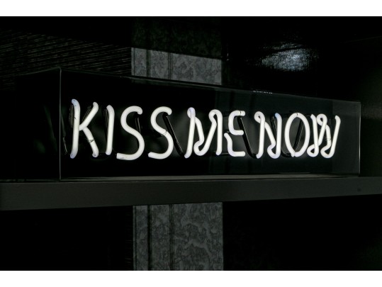 Contemporary Playful Neon Sign “Kiss Me Now” (Original $4,000)