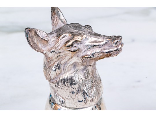 Two Italian Silver-plated Stirrup Cups, Including Wolf & Stag