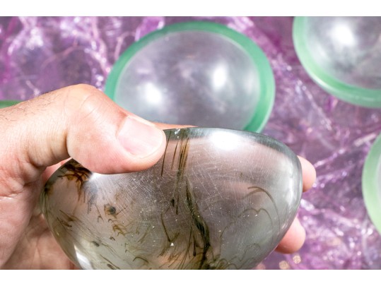 Vintage Set Of 12 Small Green Glass Bowls