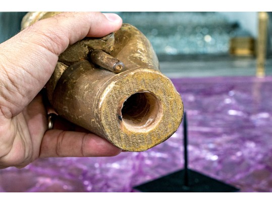 Carved Gilt Finished Lady Liberty Hand On Base