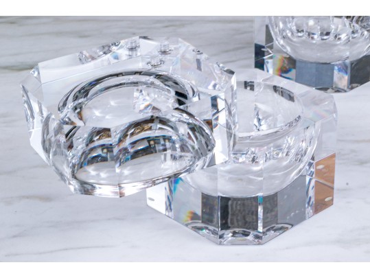 Pair Of MCM Inspired Lucite Octagonal Wine Coolers