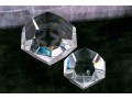 Two Fabulous Glass Faceted Sculptural Desk Ornaments