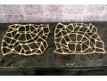 Pair Of Tom Dixon Signed Gold Toned Sculptural Brass Trivets 