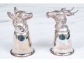 Two Italian Silver-plated Stirrup Cups, Including Wolf & Stag