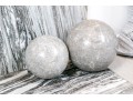Decorative Set Of Two Carved And Polished Marble Orbs