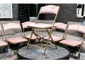 Quality Set Of Six Folding Chairs With Upholstered Seats On Gilt Finished Frames