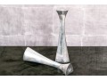 Austere Modern Pair Of Nambe 596 Aluminum Candlesticks