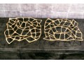 Pair Of Tom Dixon Signed Gold Toned Sculptural Brass Trivets 