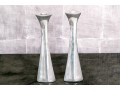 Austere Modern Pair Of Nambe 596 Aluminum Candlesticks