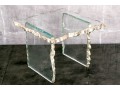 Artisanal Faux Live Edge Glass Side Table With Silver Gilt Finishes