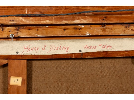 Henry Singlewood Bisbing (American, 1849 - 1933) Ox Cart Landscape Original Oil Painting C. 1880