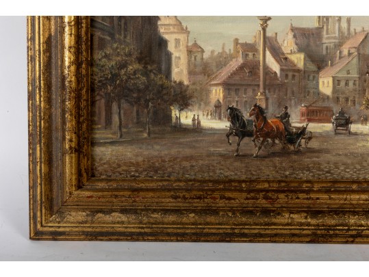 Jan Rawicz (Polish, 19th Century) Warsaw Oil On Canvas Landscape Painting 