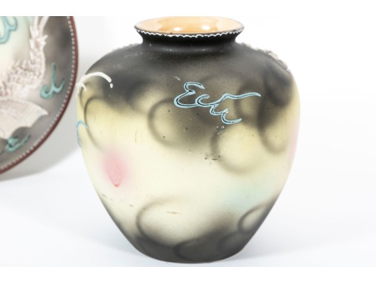 Three Pieces Of Vintage Dragon Ware Pottery