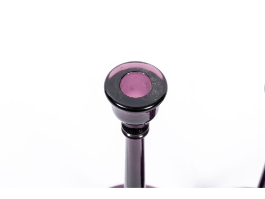 Vintage Amethyst Glass Footed Candle Holders