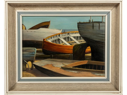 S.G. Anderson (American, 20th Century) Boat Study Oil On Board Painting