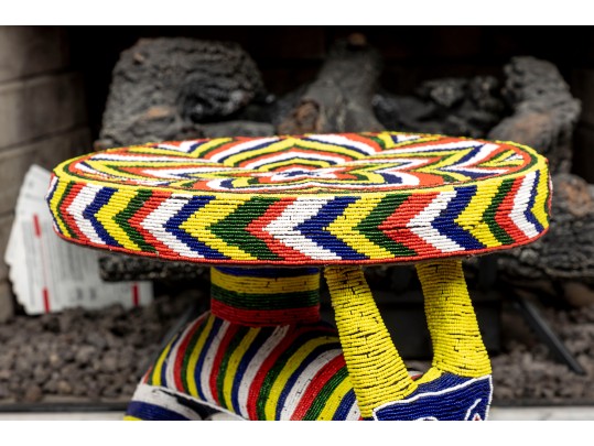 Bamileke People, Cameroon Beaded Wood Stool