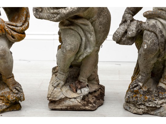 Three Putto Concrete Garden Statues 