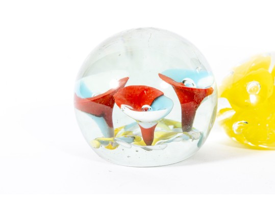 Six Vintage Art Glass Paperweights