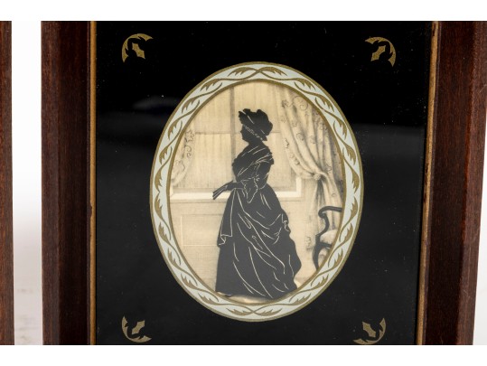 Pair Of Antique Silhouette Framed Prints
