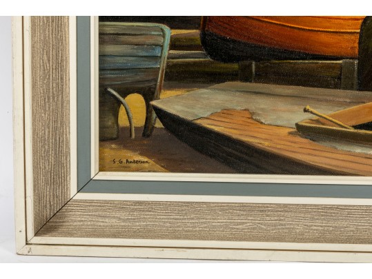 S.G. Anderson (American, 20th Century) Boat Study Oil On Board Painting