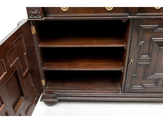 Large Antique Gilded Age Oak Jacobean Buffet 