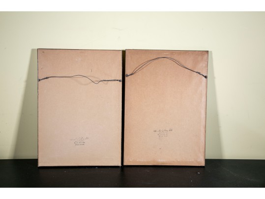 Early 1900's Pair Of Signed Watercolor Urban Landscapes 