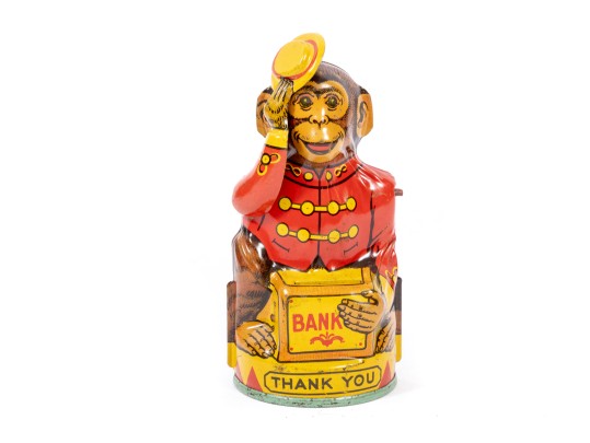 Vintage Chein Monkey Articulating Coin Bank