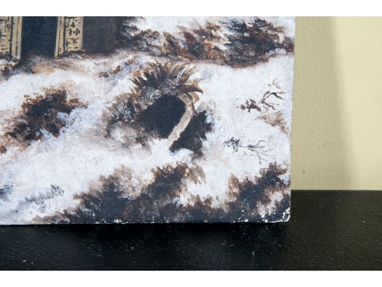 Early 20th Century Oil On Millboard Cathedral Painting