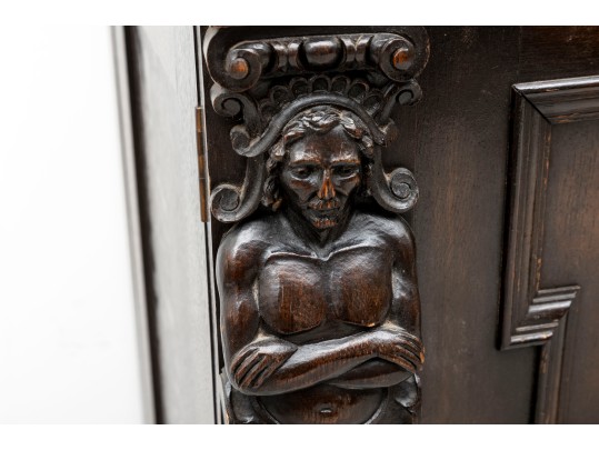 Large Antique Gilded Age Oak Jacobean Buffet 