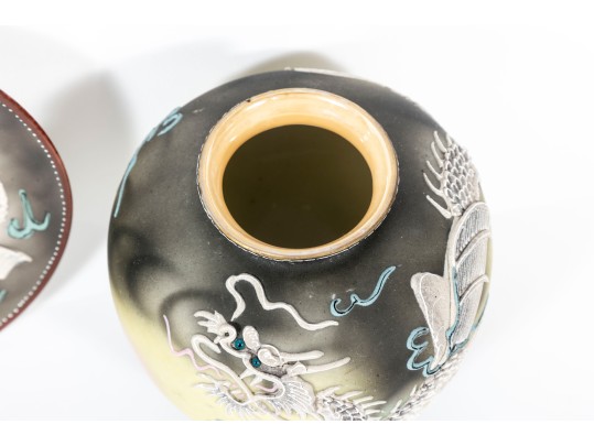 Three Pieces Of Vintage Dragon Ware Pottery