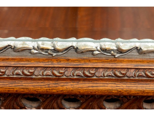 Ornate Chestnut Beveled Glass Wall Mirror