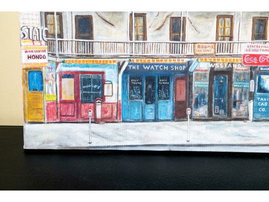 1953 George Perry Statesville North Carolina Pastel On Canvas Locale Painting