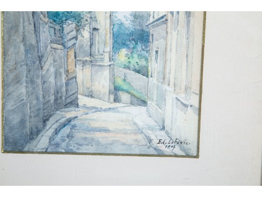 Early 1900's Pair Of Signed Watercolor Urban Landscapes 