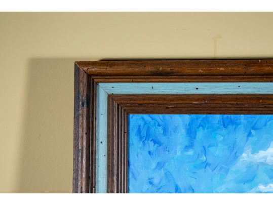 Antique Untitled Oil On Canvas Landscape Painting