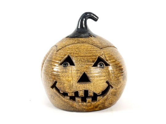 Signed Glazed Porcelain Jack-o'Lantern 
