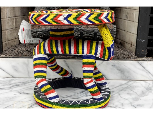 Bamileke People, Cameroon Beaded Wood Stool