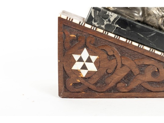 Brass Sphinx Wood & Marble Doorstop