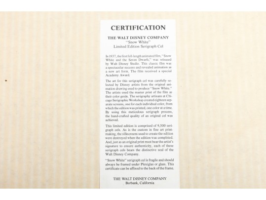 Walt Disney Limited Edition Snow White Cel Serigraph 