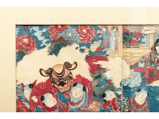 1890's Chikanobu Yoshu (Japanese, 1838 - 1912) Ukiyo-e Woodblock Print