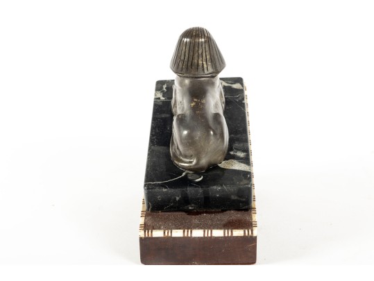 Brass Sphinx Wood & Marble Doorstop