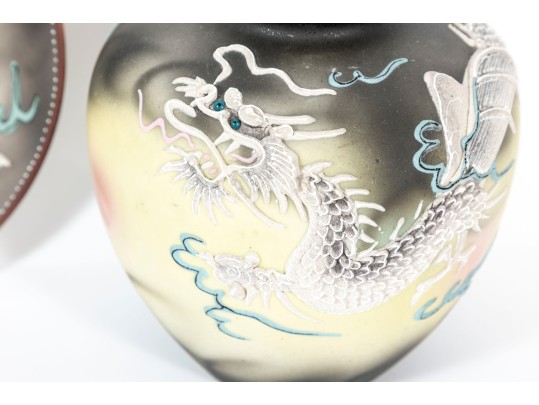 Three Pieces Of Vintage Dragon Ware Pottery